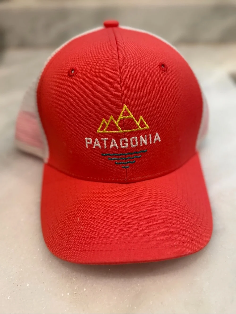 Patagonia Peak to Paddle Trucker Hat Coral Pink White Mesh Snapback Cap One Size